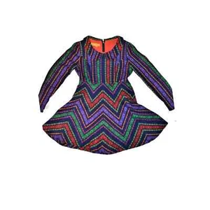 Vintage 1960s DENISE ARE HERE Knit Zig Zag Chevron Geometric Striped Mini Dress - Picture 1 of 10