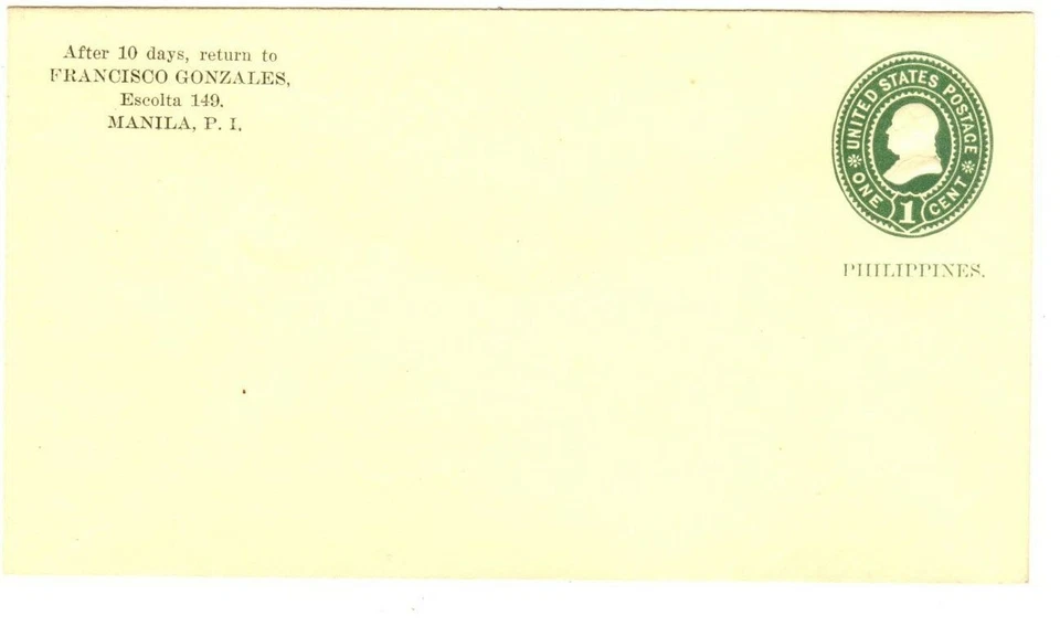 U.S./Philippine Postal stationery U2, UPSS 5, amber, unused mint entire [5 - Image 1 of 4