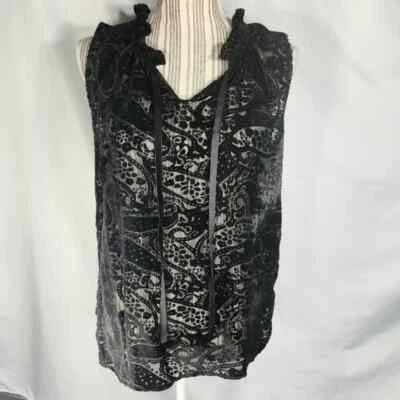 Top sin mangas violeta + claire negro con volantes flocados con cuello atado opcional talla grande Foto 1 de 4