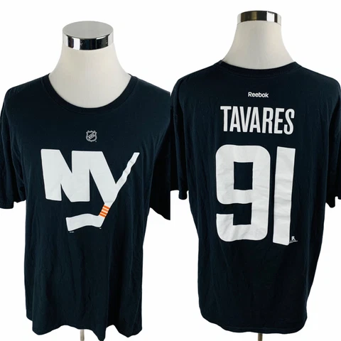 New York Islanders John Tavares #91 Black Short Sleeve T-Shirt Men’s 2XL Cover