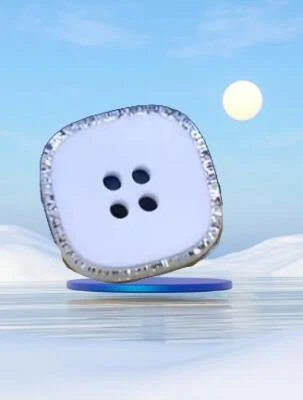 Blanco o Negro Plata Brillo Borde Cuadrado 1/2" - 4 Agujeros Botones, 5 Piezas Foto 1 de 3