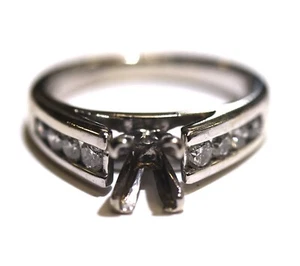 14k white gold .40ct diamond semi mount engagement ring 4.5g estate 5.5 - Imagen 1 de 9