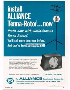 1966 Alliance Tenna-Rotor TV Antenna Rotator Vintage Print Ad - Picture 1 of 1