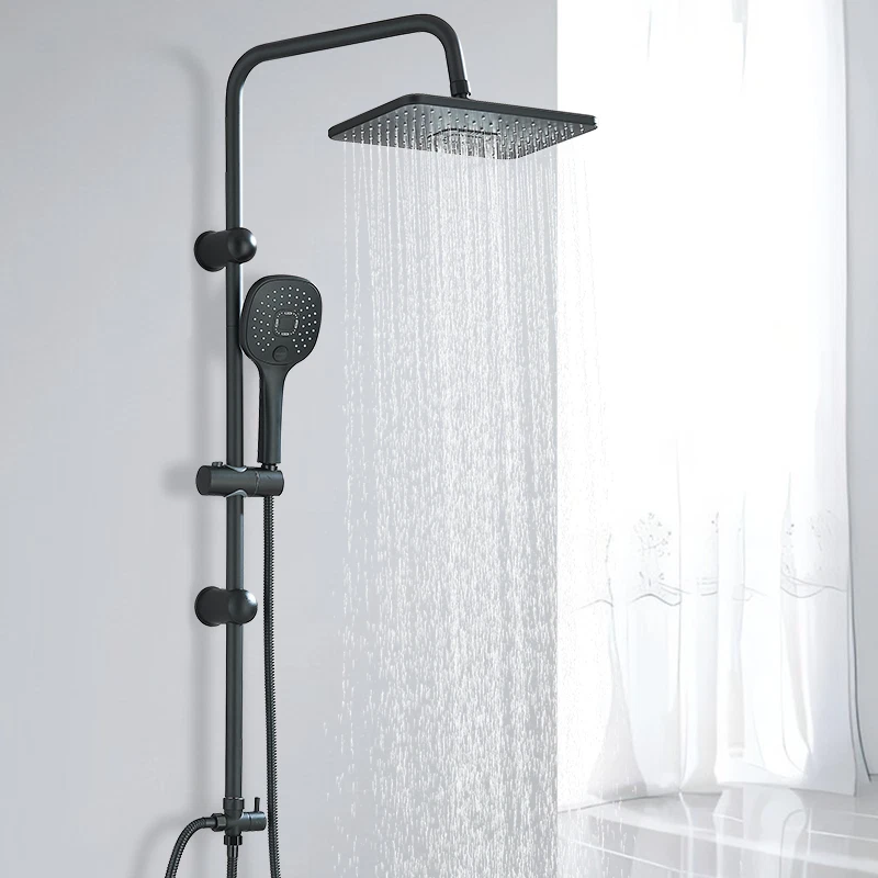 Schwarz Duschsystem Regenbrauset Duscharmatur Edelstahl Duschset mit Handbrause - Bild 1 von 4
