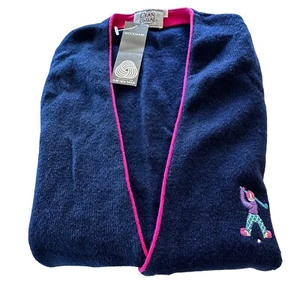 Clan Royal Cardigan Vest Mens Large Blue Pure New Wool Scotland Golf Theme New - Picture 1 of 10