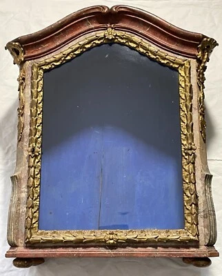 Antike Vitrine / Schrein Holz geschnitzt & gefasst Modellvitrine für Reliquiar - Bild 1 von 4
