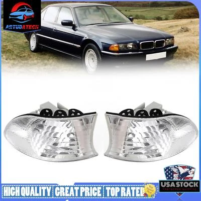 Corner Lights Parking Lamps Pair For BMW 7-Series E38 1999-2001 White - Image 1 of 4