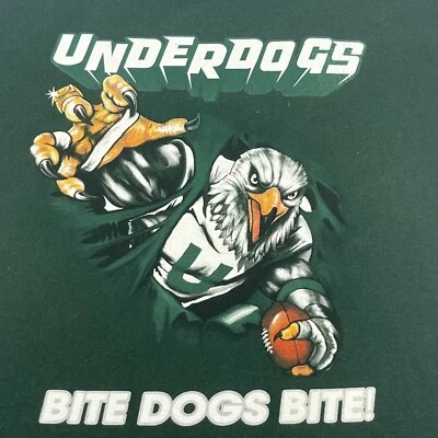 Eagles Underdogs Mordedura Perros Mordedura! Camiseta Juvenil XL Verde Delta Pro Peso Gráfico Foto 1 de 4
