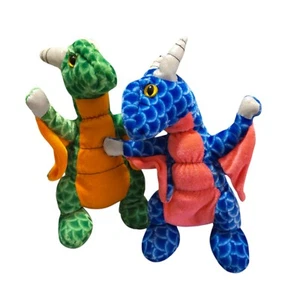Lot of 2 Neon Dragon Plush Fantast Stuffed Toy Factory 11" - Picture 1 of 4