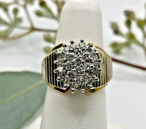 14KT Multi-Tone Gold Diamond Cluster Ring 0.93CT Round Diamonds Sz 6.5 - Picture 1 of 17