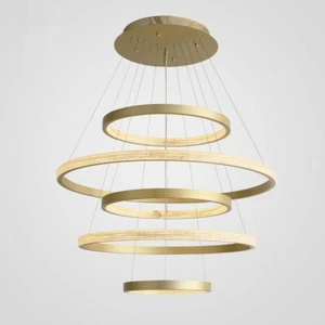 Modern Luxury LED Gold Round Pendant Light Chandelier Bedroom Living Room Lamps - Picture 1 of 12