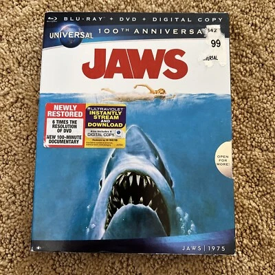 JAWS (Blu-Ray/DVD, 2013 Edition 2-Disc, Universal 100th Anniversary No Digital ! - Image 1 of 3