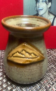 Handmade Pottery Khaki Green Vase Weed Pot  Blowing Rock Signed 3.75” - Picture 1 of 5