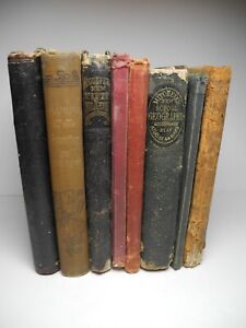 Victorian Antique Textbook Book Lot 1848 English Grammar Algebra Geography Govt.