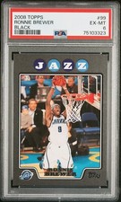 2008-09 Topps BLACK Ronnie Brewer /51 PSA 6 EX-MT Jazz #99 Black Border