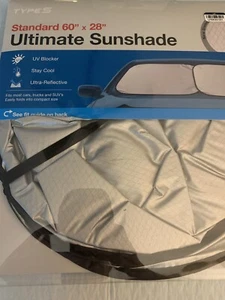 Type S Ultimate Spring Car Sun Shade, Standard 60" x 28", Auto Windshield Shade - Foto 1 di 4