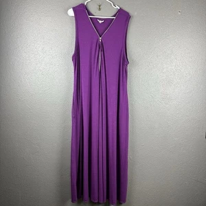 Soft Surroundings Santiago Purple Rayon Stretch Pockets Maxi Dress Plus Size 2X - Picture 1 of 16