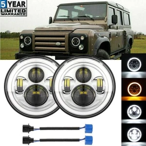 Pair 7 inch Round LED Headlights Hi-Lo DRL Chrome Fit For Volkswagen Beetle - Picture 1 of 11