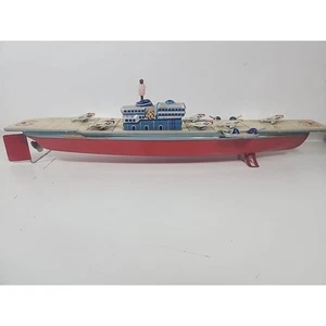 VINTAGE ORIGINALE RARO ANNI 60 BANDAI (GIAPPONE) LATTA MIDWAY PORTAEREI NAVE QUASI NUOVO-M - Foto 1 di 12