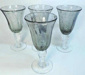 MARCEL SABA BIOT SET OF 4 "SMOKEY GREY" WINE / WATER GLASSES (MINT) - Picture 1 of 5