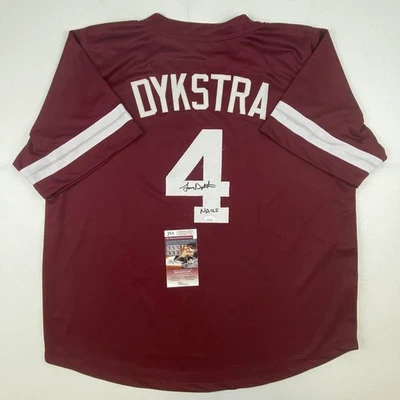 Camiseta deportiva de béisbol autografiada/firmada Lenny Dykstra Nails Philadelphia granate JSA C Foto 1 de 4