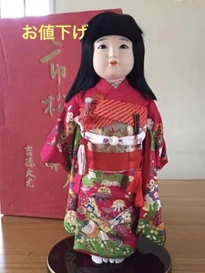 Gebrauchte japanische Ichimatsu Puppe Mädchen roter Kimono ohne Schachtel traditionelle Handarbeit Japan - Bild 1 von 10