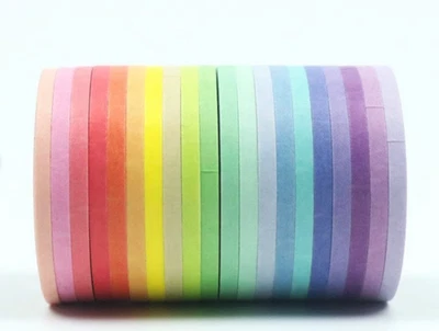 Juego de cinta adhesiva Washi japonesa delgada, 20 rollos - 3 mm de ancho - 5,5 yardas (cada rollo) Foto 1 de 2