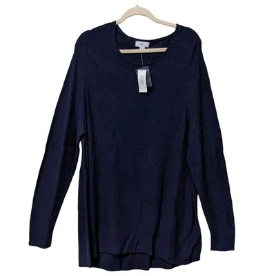 NUEVO CON ETIQUETAS Lord & Taylor Mezcla Algodón Línea Larga Túnica Azul Marino Pull Over Suéter Talla 2X Foto 1 de 4