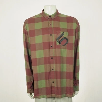 Adidas Five Ten Brand of the Brave Flannel Shirt Mens XL Green Plaid Button Down - Image 1 of 4