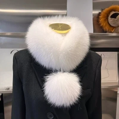 Bufanda de piel de zorro real para mujer pañuelo de invierno bufandas cuello cálido estola Foto 1 de 4