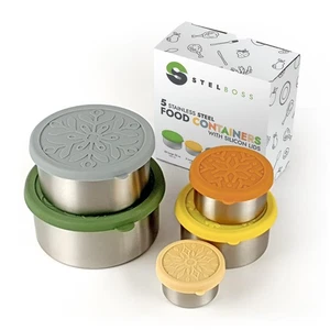 Stainless Steel Containers with Lids, Set of 5, Leakproof Stainless Steel Foo... - Bild 1 von 7