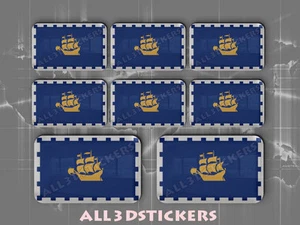8 x Pegatinas 3D Relieve Bandera Quebec City - Todas las Banderas del MUNDO - Imagen 1 de 1