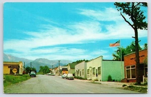 1950er Hauptstraße Geschäftsabschnitt alte Autos Roggen Colorado CO Postkarte - Bild 1 von 2