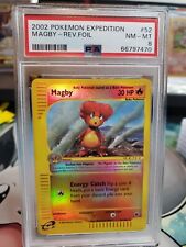 PSA 8 NM Magby Reverse Holo Expedition Pokemon Card 52/165 LOW POP!!