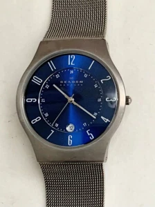 SKAGEN DENMARK Sundby Slim Blue Titanium Watch w/Gray Stainless Mesh Band - Picture 1 of 4