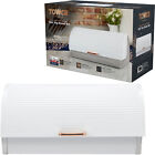 Tower T826000RW Linear Roll Top Bread Bin White & Rose Gold Stainless Steel