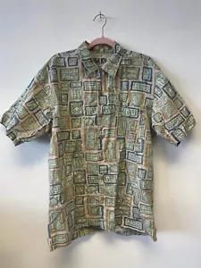 Vintage 90s Bugle Boy Shirt Large Button Surf Beach Geometric 80s - Picture 1 of 5