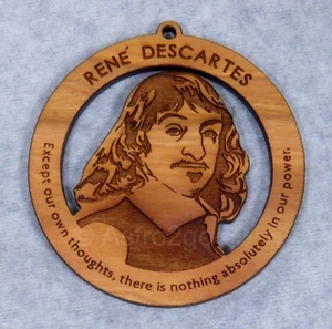 RENE DESCARTES-Science Philosophy Math I Think I am Nestled Pines wood ornament - Picture 1 of 3