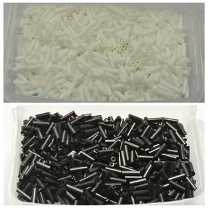 2000 Tubo Vetro Bugle Perline Bianco Opaco Nero 2X7mm + Scatola Portaoggetti Gioielli  - Foto 1 di 8