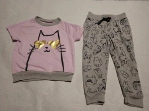 NWT Gymboree Girls Cool Cat Kitty Kitten Print 2PC Pajamas PJs Gymmies - Picture 1 of 1