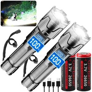 Torcia LED ricaricabile zoom 2000000LMS tattica potente 20W torcia lampada-2PZ - Foto 1 di 12