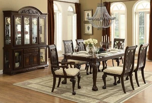 Traditional Cherry Brown Rectangular Dining Room Table & Chairs 7pcs Set - IC5P - Picture 1 of 3