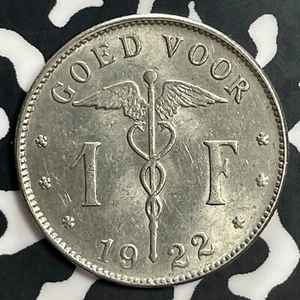 1922 Belgium 1 Franc Lot#T0079 High Grade! Beautiful! KM#90 - Picture 1 of 2