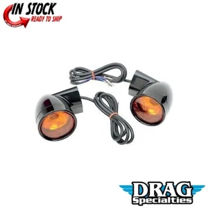 Drag Specialties 2020-0567 Gloss BLack Bullet-Style Turn Signals - Picture 1 of 3