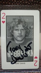 Tough Tony Davis Autographed 1974 Playing Card Nebraska Huskers I-Back Osborne  