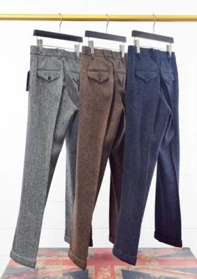 Pantalón Hombre Grueso Mezcla Lana Americano Retro Micro-Suelto Informal Recto Pantalones Foto 1 de 4