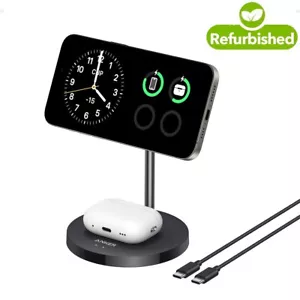 Anker Station de Charge Sans Fil 2 en 1 15W Qi2 Support Chargeur pour iPhone 16/15/14 - Photo 1 sur 7