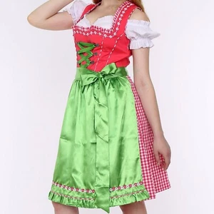 US 10,May,Trachten,Oktoberfest,Germanfest Dirndl Dress,3-pc,Peach,Green,Embr. - Picture 1 of 5