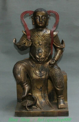 Estatua de Dios Emperador 22" Antigua China Bronce Dorado Taoísmo XuanWu Dadi rycunhua Foto 1 de 4