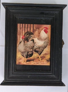 Armario para llaves de pared o de pie temático gallina gallo madera negro 10 3/4 h 8 5/8 pulgadas con - Imagen 1 de 9